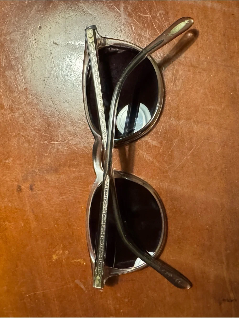 Oliver Peoples Riley Sun Round Transparent Gray Frame Sunglasses